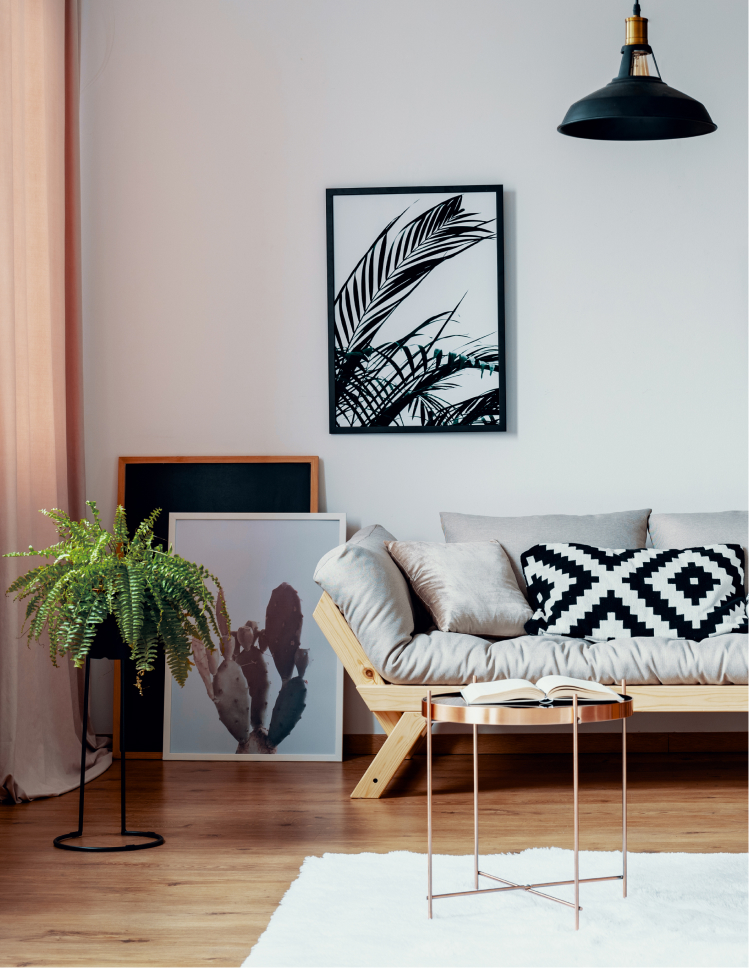 bright LVP flooring in a modern living room